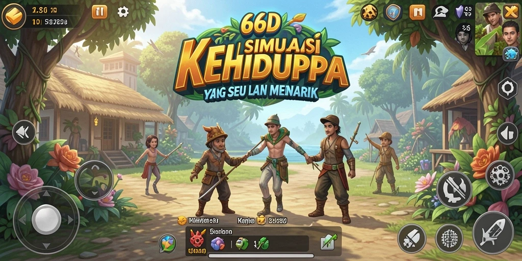 Tampilan gameplay 66D dengan interaksi karakter yang hidup.