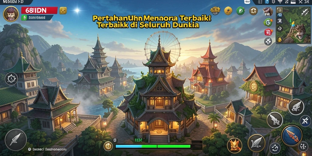 Tampilan gameplay 68IDN yang mendebarkan dalam pertahanan menara.