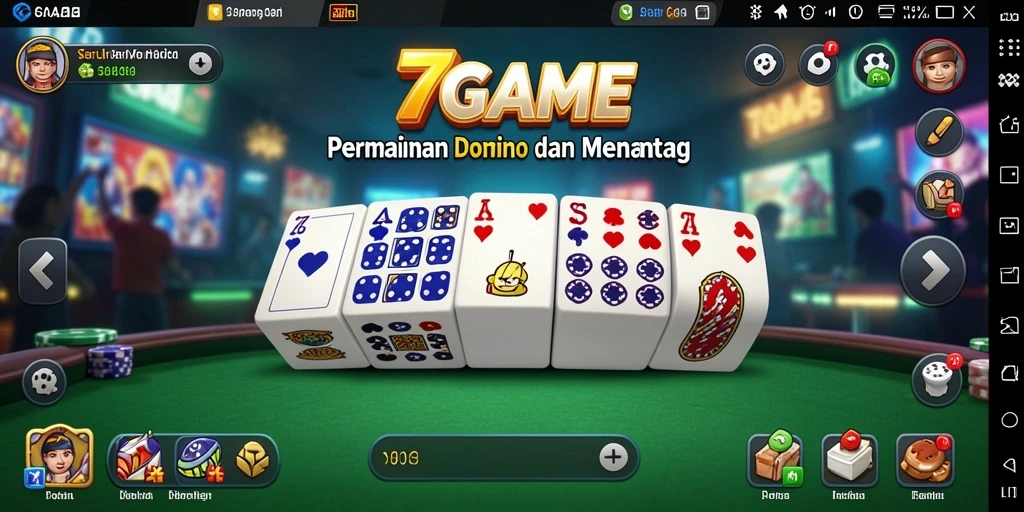 Tampilan gameplay menarik dari 7GAME dengan kartu Domino.