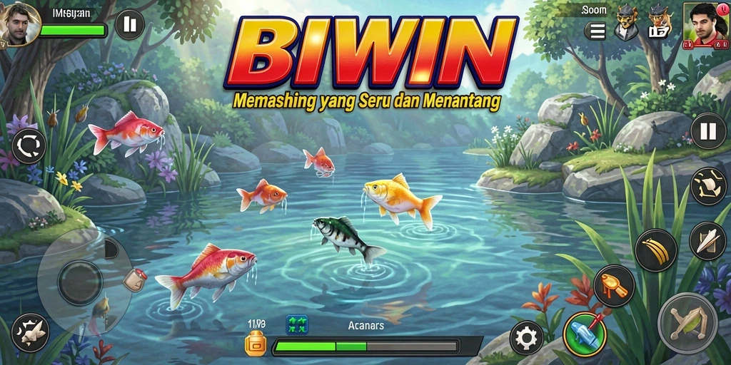 Tampilan gameplay BIWIN dengan aksi memancing yang mendebarkan.