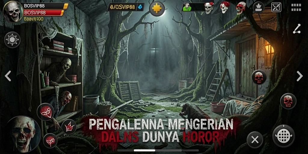 Screenshot gameplay menegangkan dari BOSVIP88 dengan atmosfer mencekam.
