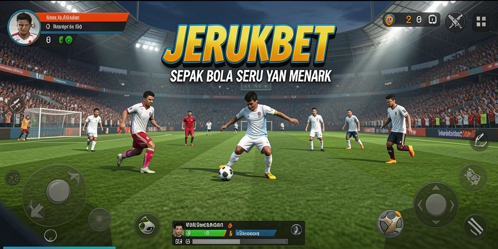 Tampilan gameplay seru dalam JERUKBET dengan aksi sepak bola yang mendebarkan.