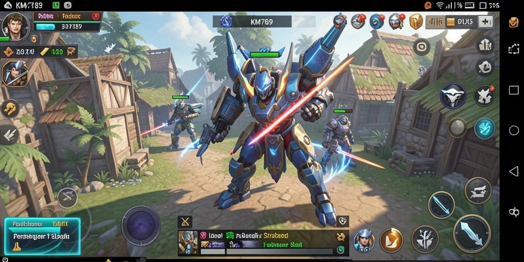Tangkapan layar gameplay KM789 yang menampilkan pertempuran strategis yang seru.