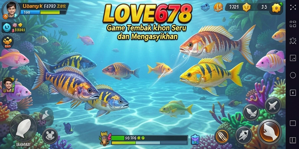 Screenshot gameplay LOVE678 menampilkan aksi menembak ikan yang seru.