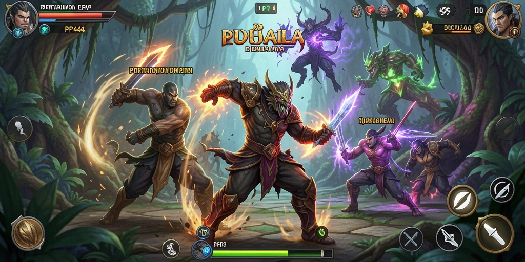Screenshot menampilkan pertarungan seru dalam PP444 dengan karakter yang dinamis.