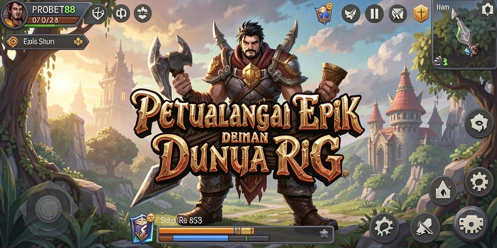 Screenshot gameplay PROBET88 menunjukkan pertempuran seru dengan karakter unik.