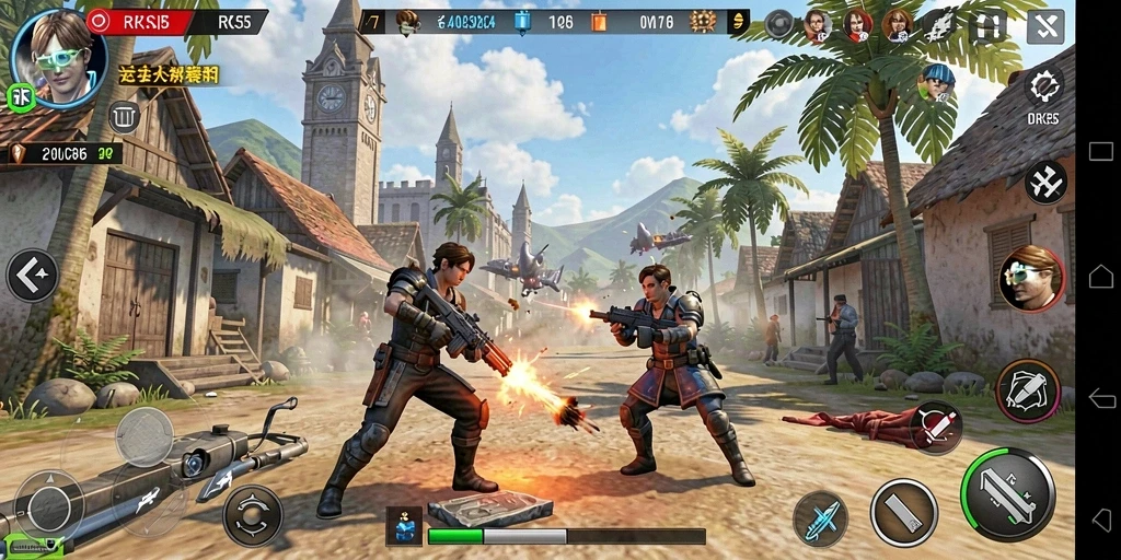 Screenshot RK55 menampilkan aksi pertempuran strategis yang seru.