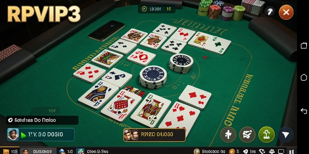 Screenshot gameplay RPVIP3 menampilkan pemain bersaing dalam permainan Domino.