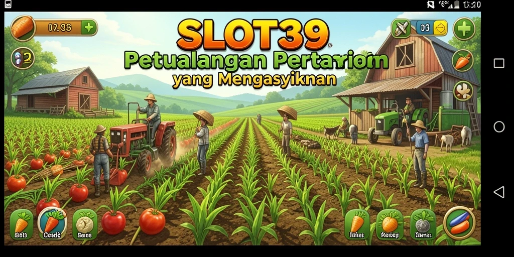 Tampilan gameplay SLOT39 saat merawat ladang yang subur.