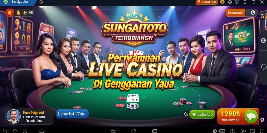 Tampilan gameplay langsung SUNGAITOTO dengan dealer profesional dan suasana kasino.