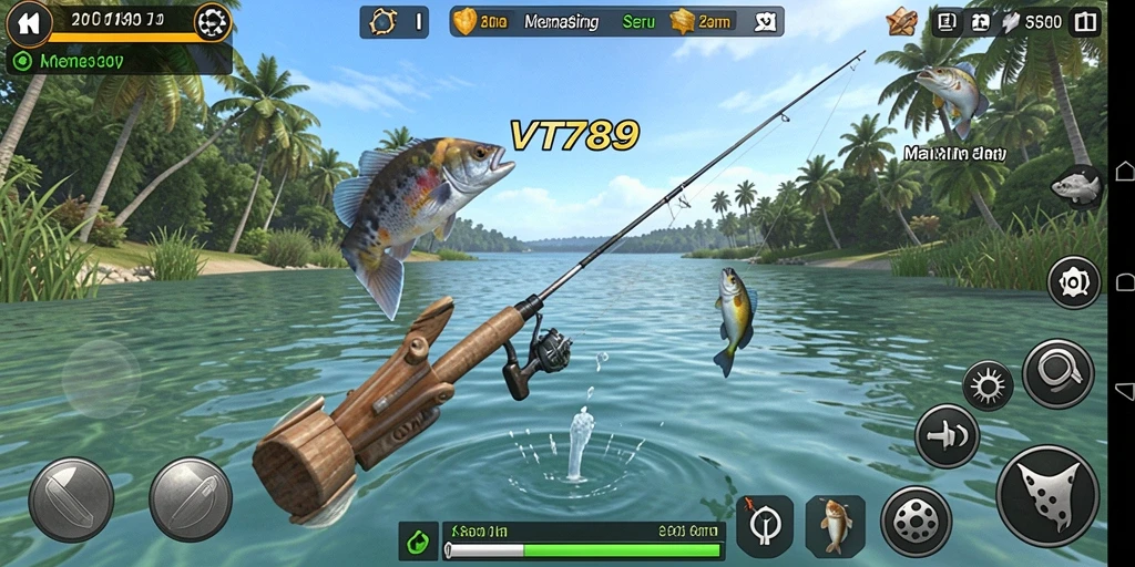 Tampilan gameplay VT789 yang menampilkan keseruan memancing ikan.