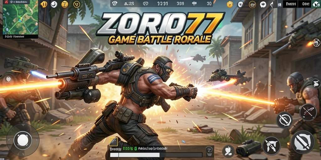 Tampilan menarik dari gameplay <strong>ZORO77</strong> dalam pertempuran Battle Royale.